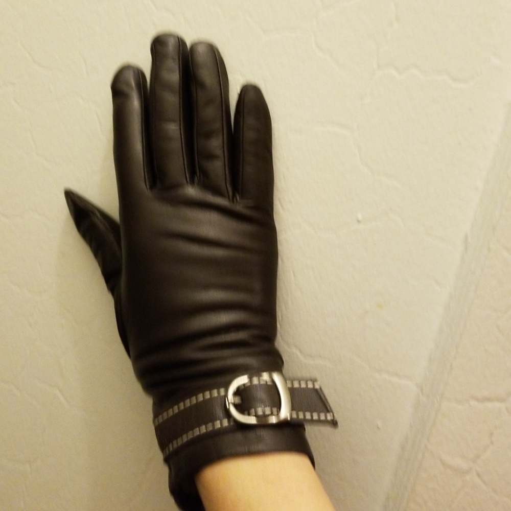 BROWN LEATHER GLOVES/CASHMERE LINING SIZE S&L NWT